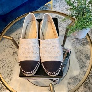 CHANEL CANVAS ESPADRILLES SZ 38!!